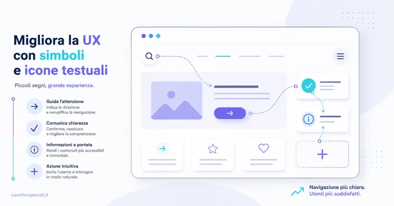 Come migliorare la UX del tuo sito usando simboli e icone testuali